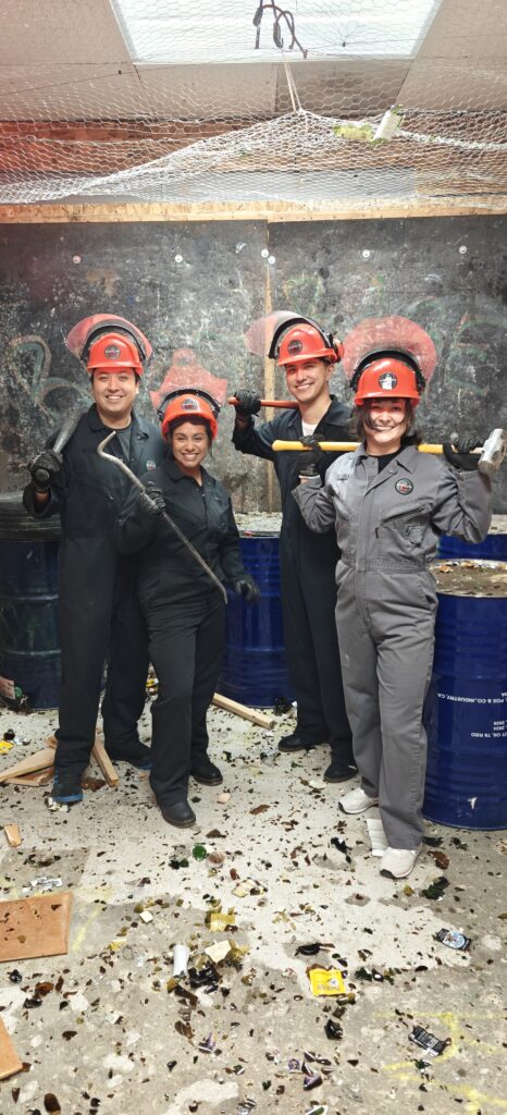 Office team corporate event at rage room Oceanside San Diego