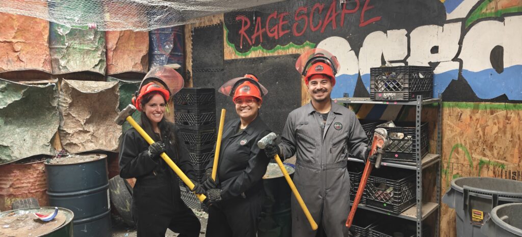 Group car smash party at rage room Oceanside San Diego