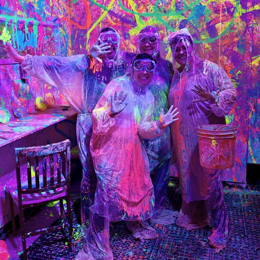 Group paint splatter fun at RageScape Oceanside San Diego