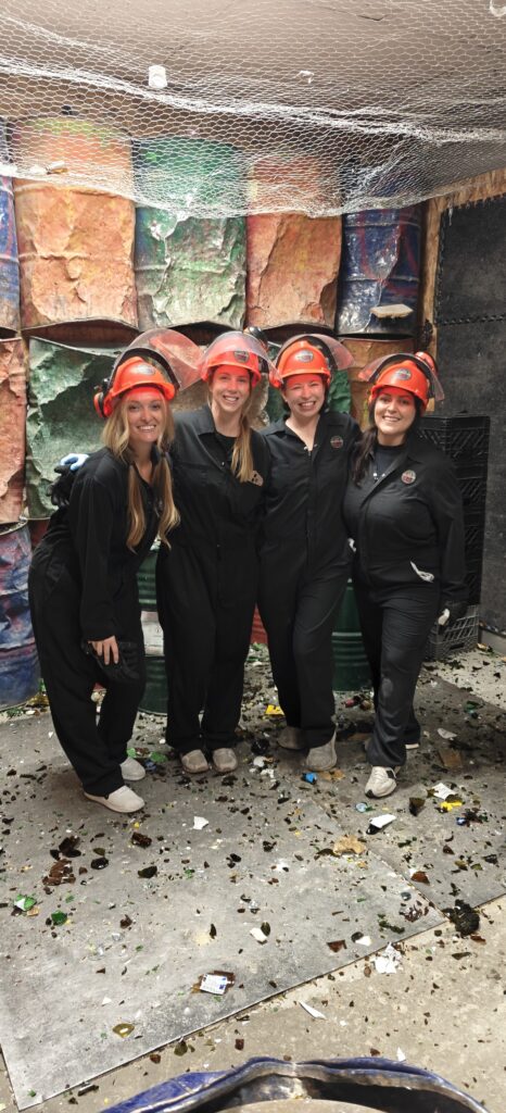 Happy group photo after car crush at rage room Oceanside