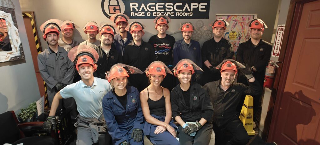Office team corporate event at rage room Oceanside San Diego