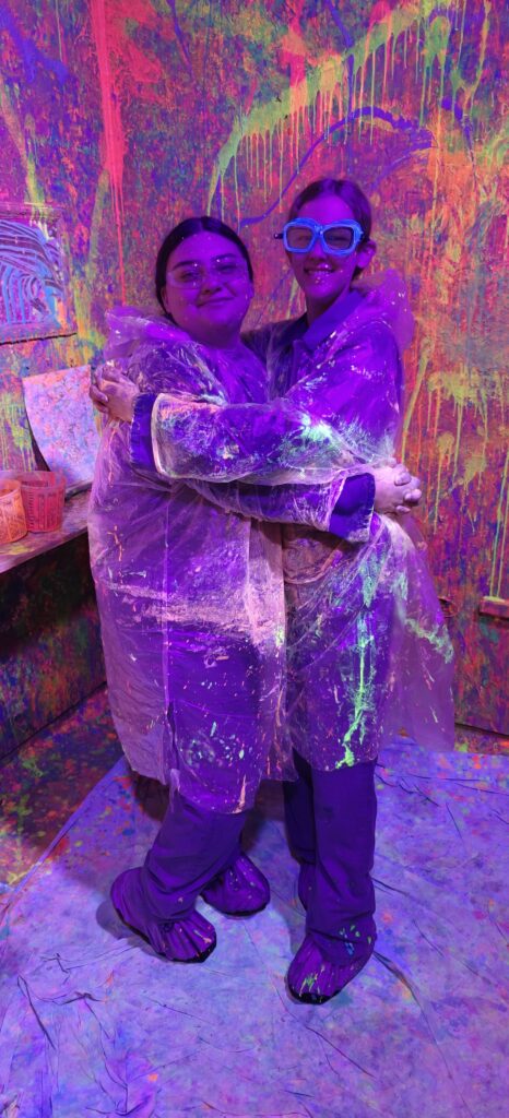 Paint splatter room action UV blacklight RageScape Oceanside