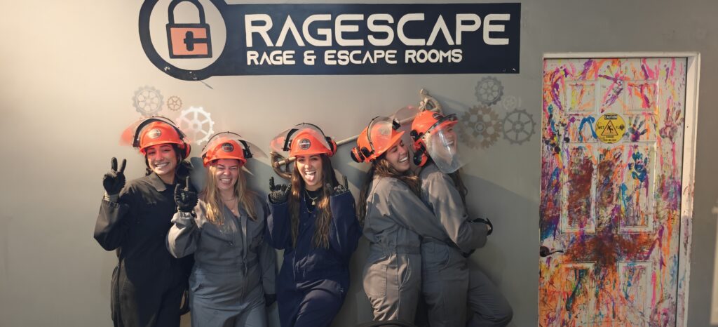 Team photo after rage room session at RageScape Oceanside San Diego